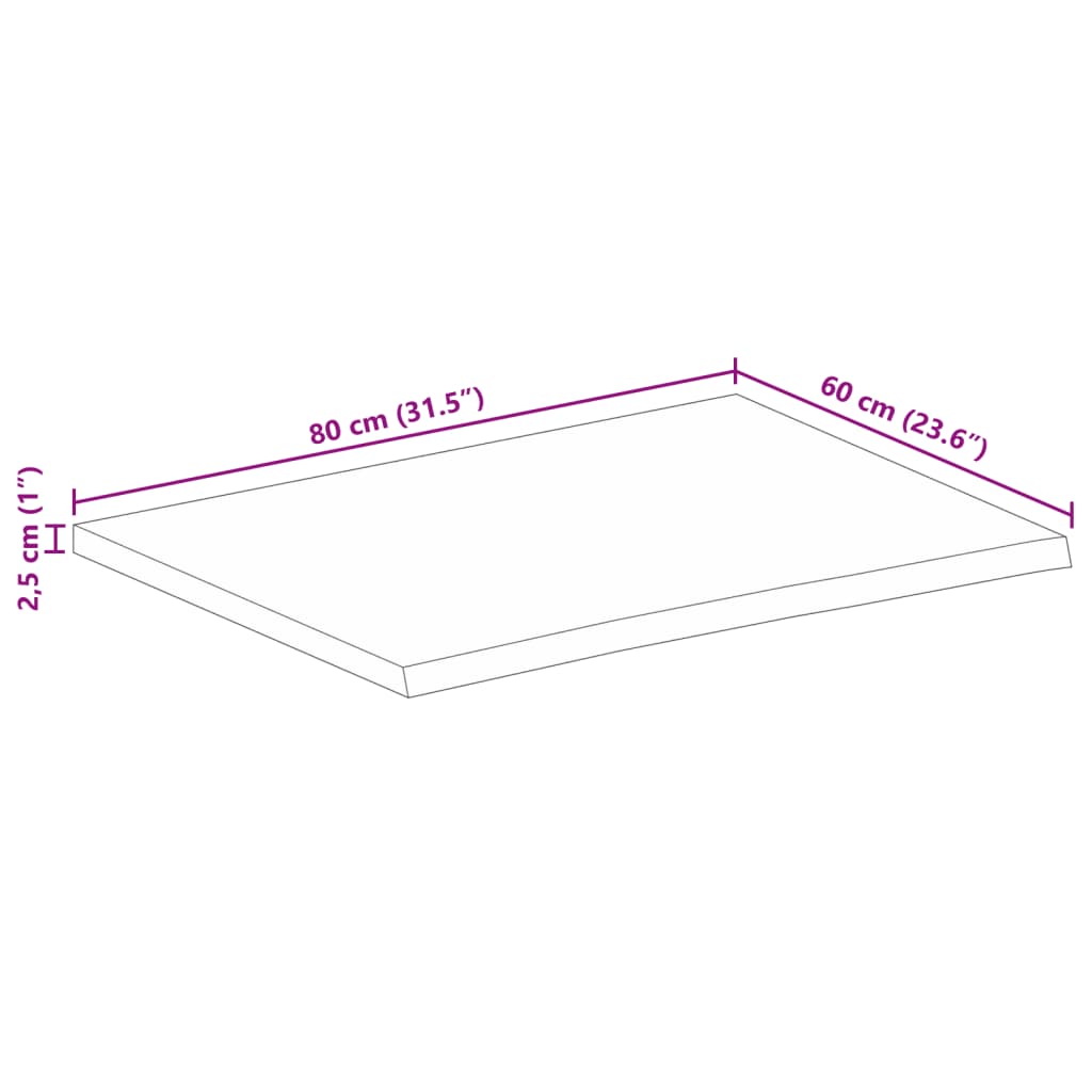 Mizna plošča 80x60x2,5 cm naraven rob trden robusten mangov les