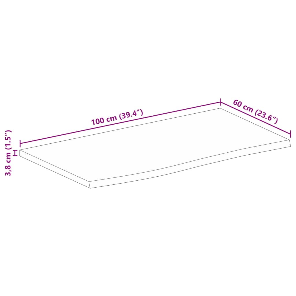 Mizna plošča 100x60x3,8cm naraven rob trden robusten mangov les