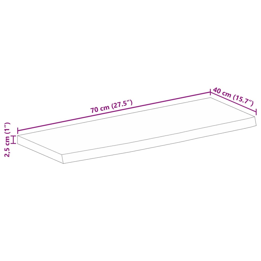 Mizna plošča z naravnim robom 70x40x2,5 cm trden mangov les