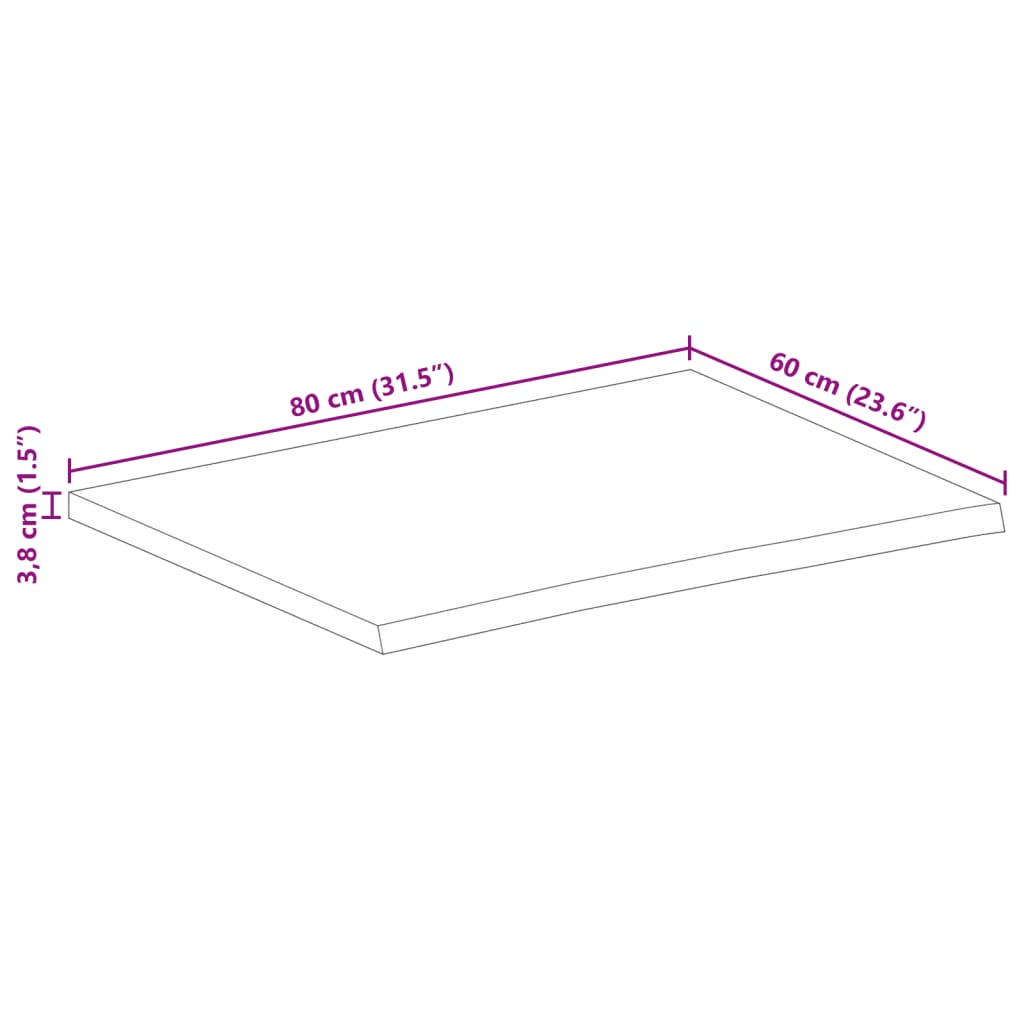 Mizna plošča z naravnim robom 80x60x3,8 cm trden mangov les