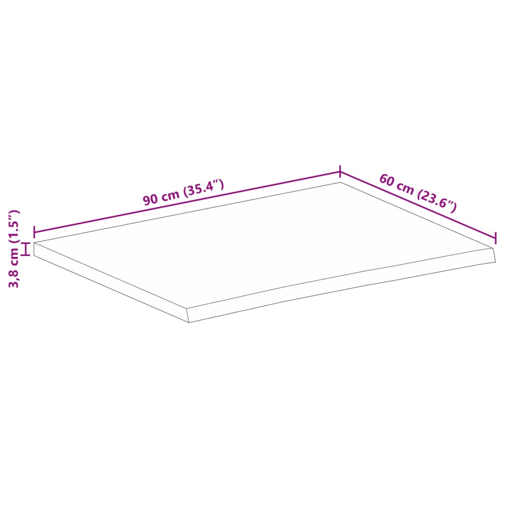 Mizna plošča z naravnim robom 90x60x3,8 cm trden mangov les