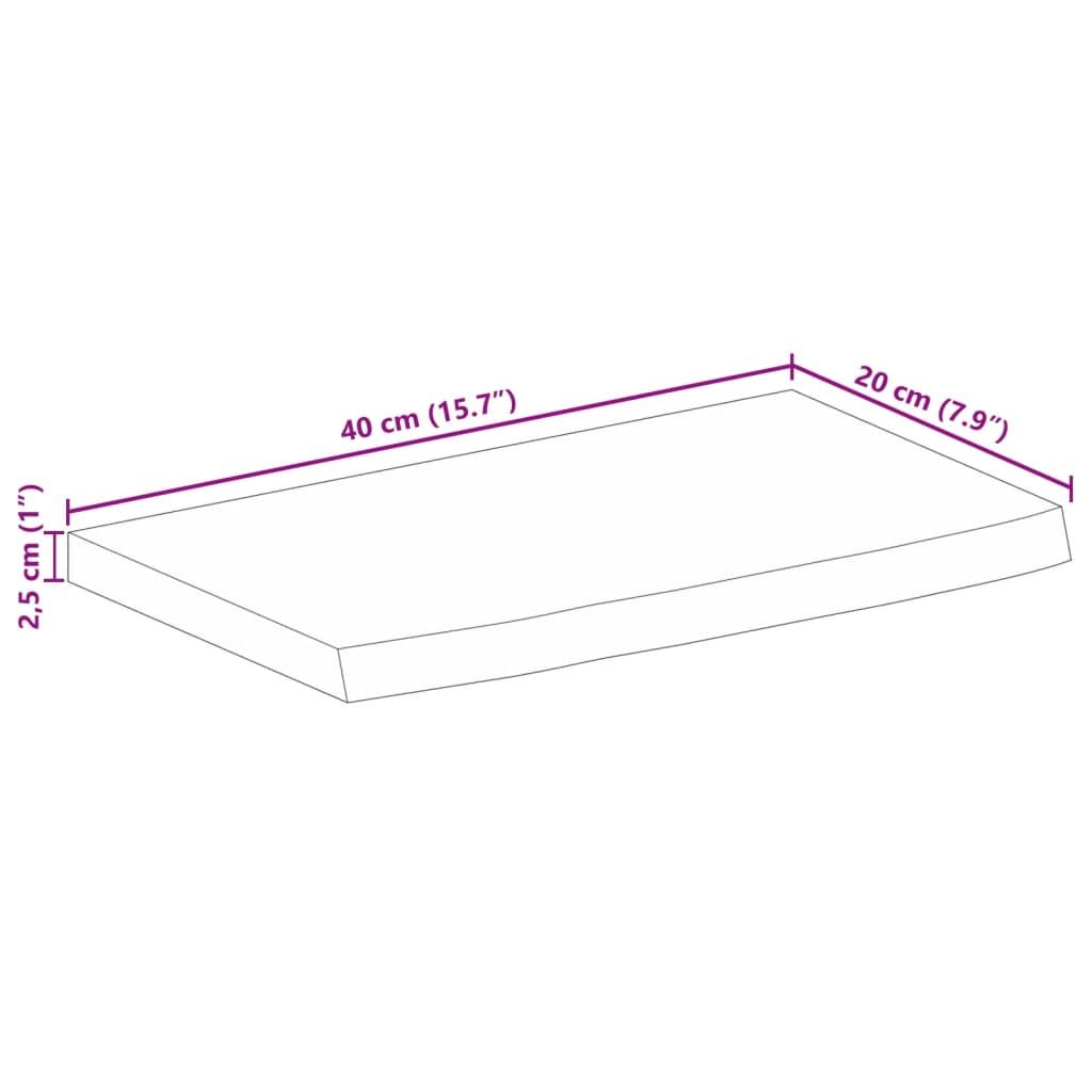 Mizna plošča z naravnim robom 40x20x2,5 cm trden mangov les