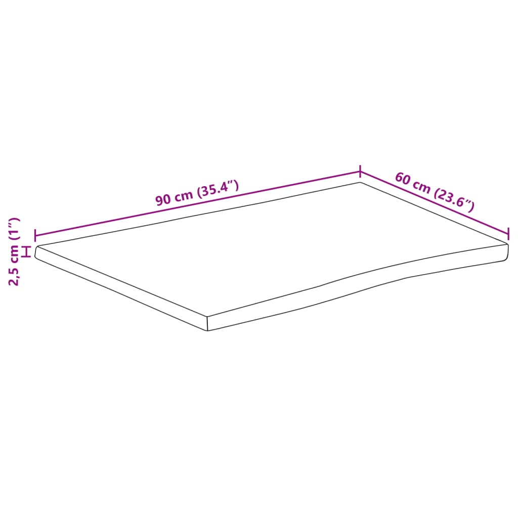 Mizna plošča 90x60x2,5 cm pravokotna akacija naraven rob