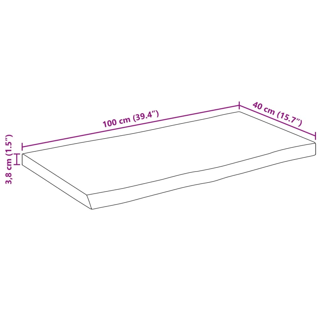 Mizna plošča 100x40x3,8 cm pravokotna akacija naraven rob