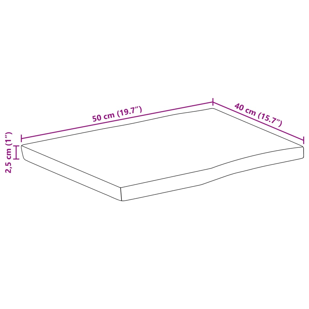 Mizna plošča z naravnim robom 50x40x2,5 cm trden robusten mango