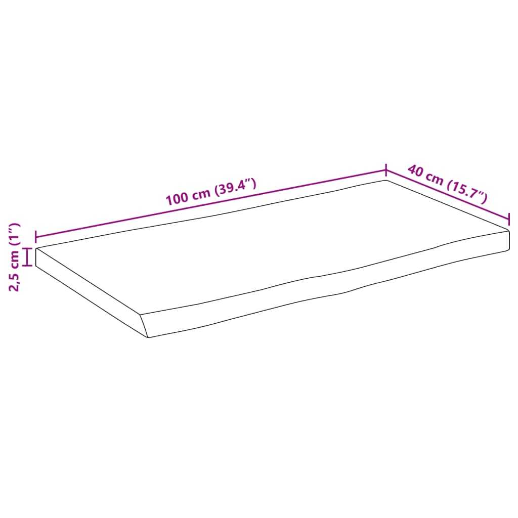 Mizna plošča z naravnim robom 100x40x2,5cm trden robusten mango