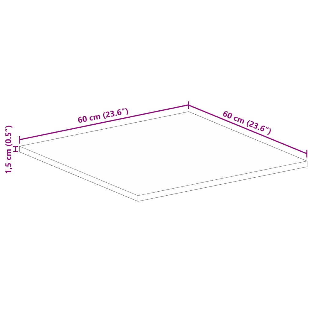 Mizna plošča 60x60x1,5 cm kvadratna trden predelan les