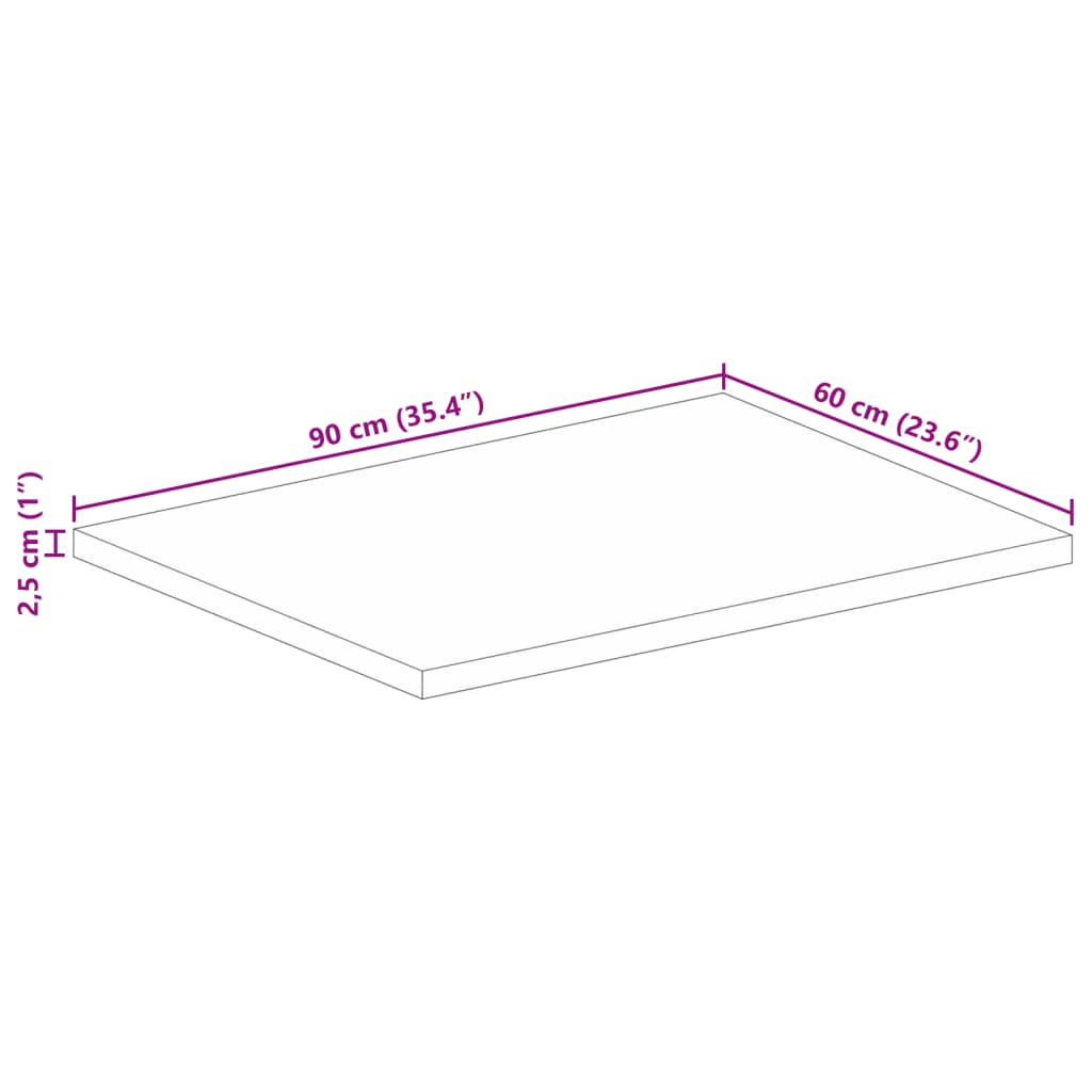 Mizna plošča 90x60x2,5 cm pravokotna trden predelan les