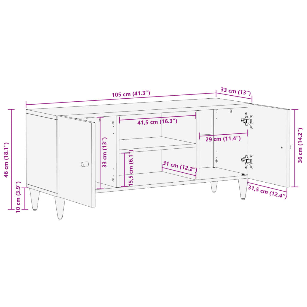 TV omarica 105x33x46 cm trden mangov les