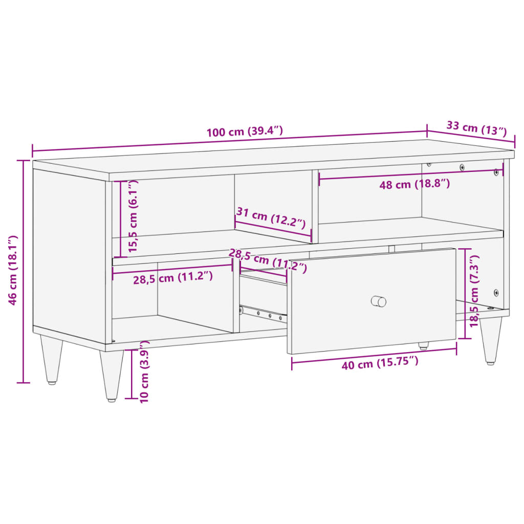 TV omarica 100x33x46 cm trden mangov les