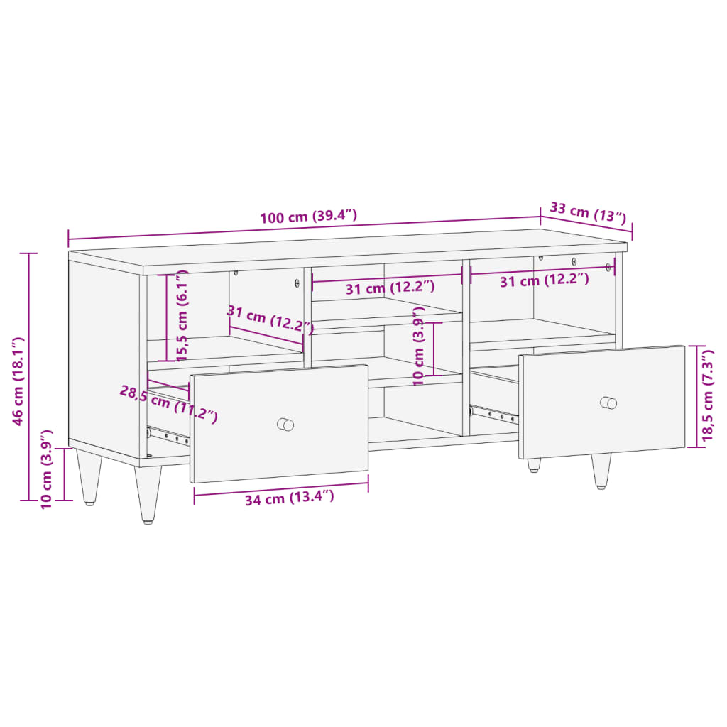 TV omarica 100x33x46 cm trden mangov les