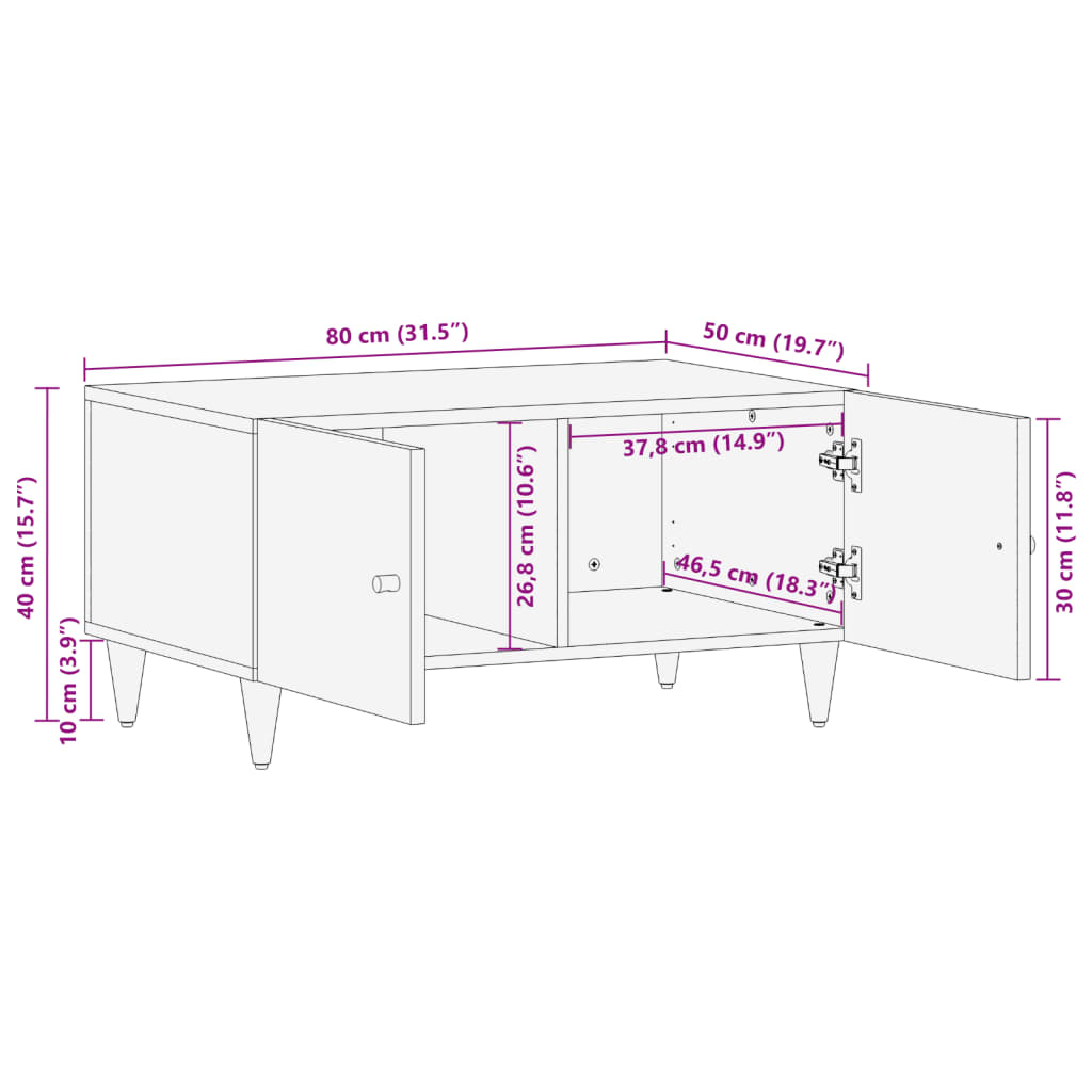 Klubska mizica 80x50x40 cm trden mangov les