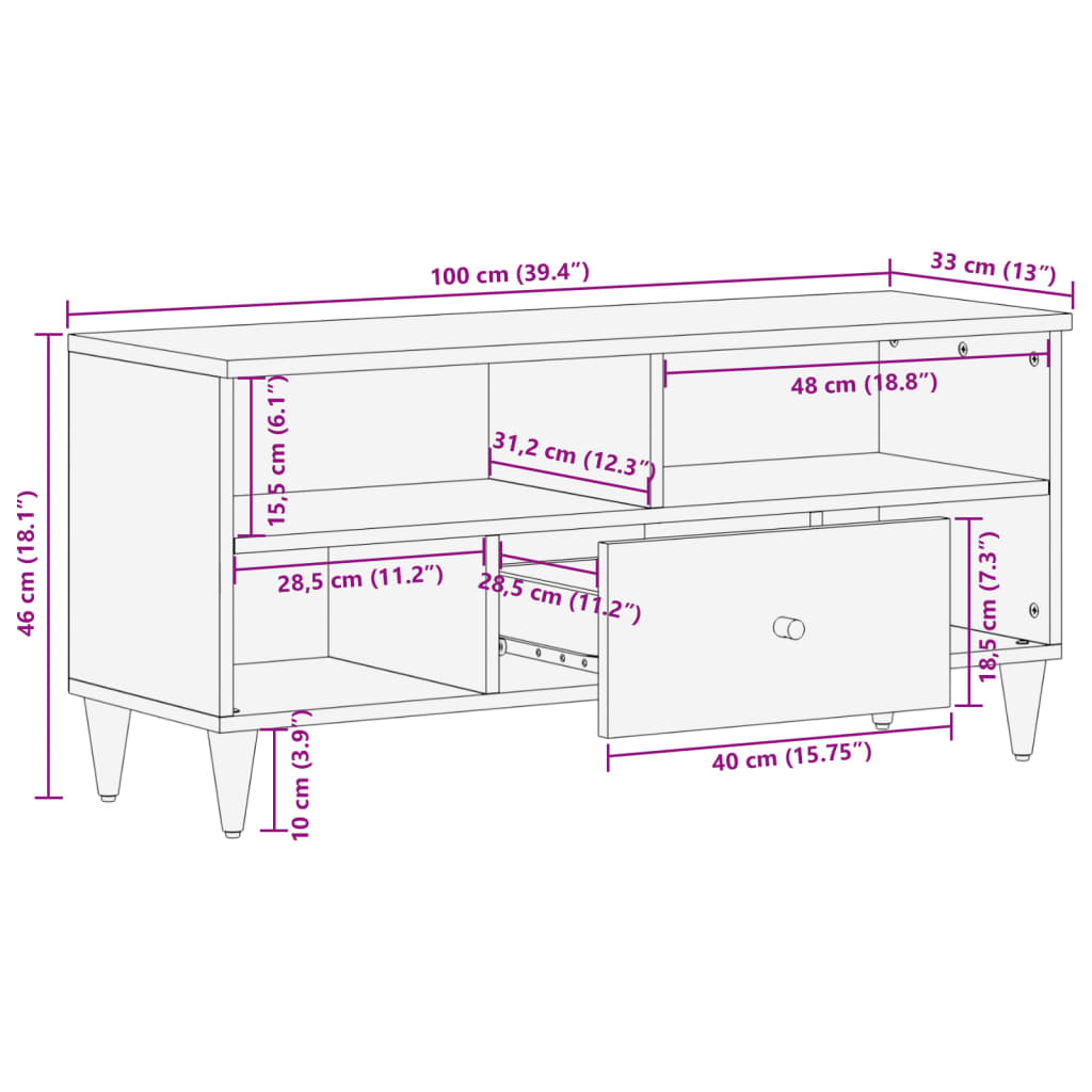 TV omarica 100x33x46 cm trden mangov les