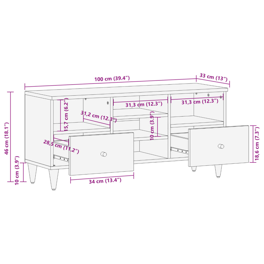 TV omarica 100x33x46 cm trden mangov les