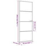 Notranja vrata ozka črna 76x201,5 cm kaljeno steklo in aluminij