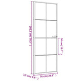 Notranja vrata ozka črna 76x201,5 cm kaljeno steklo in aluminij