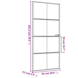 Notranja vrata ozka črna 93x201,5 cm kaljeno steklo in aluminij