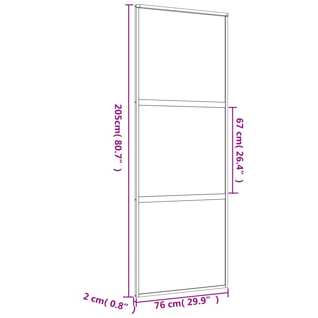 Drsna vrata zlata 76x205 cm prozorno ESG steklo in aluminij