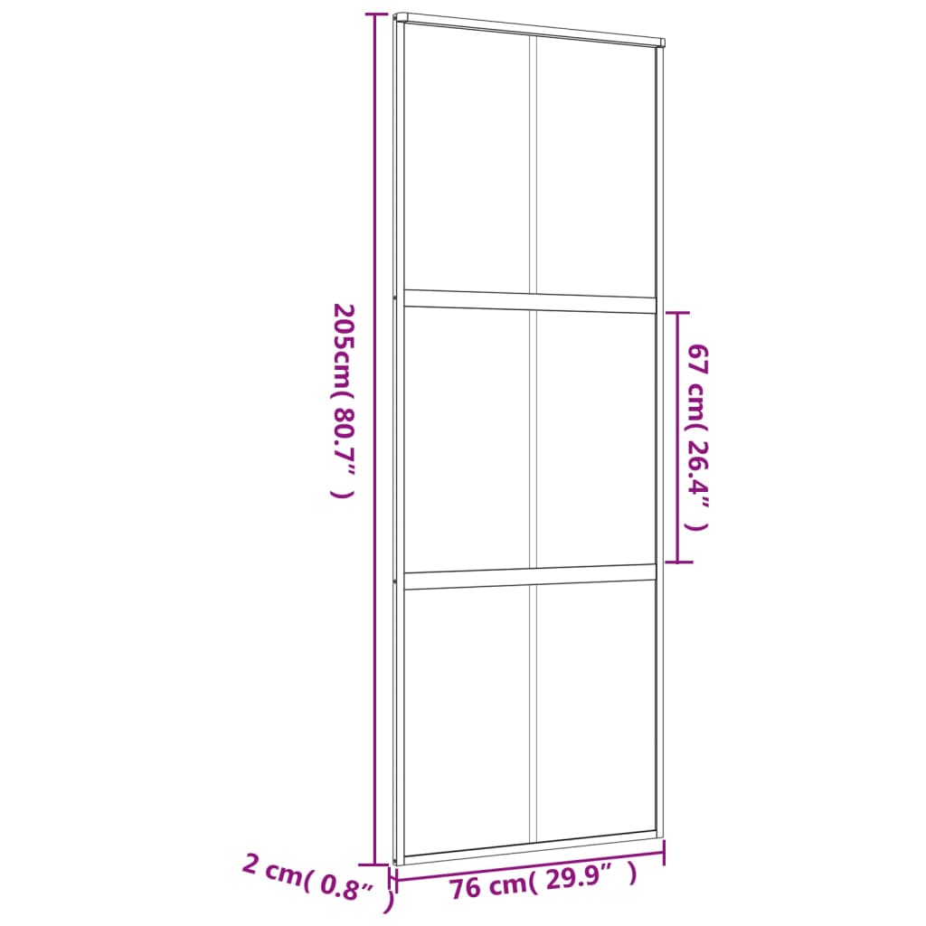 Drsna vrata zlata 76x205 cm prozorno ESG steklo in aluminij