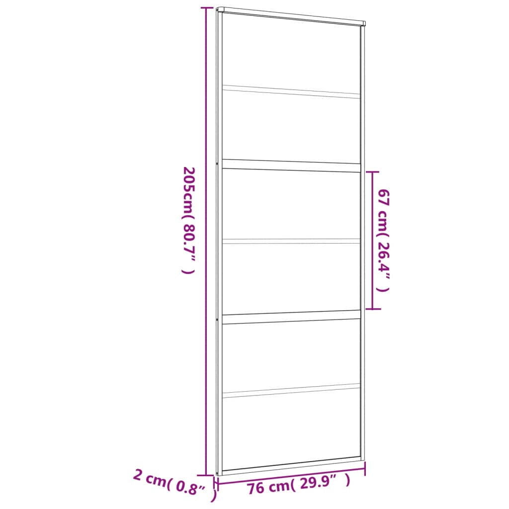 Drsna vrata zlata 76x205 cm prozorno ESG steklo in aluminij