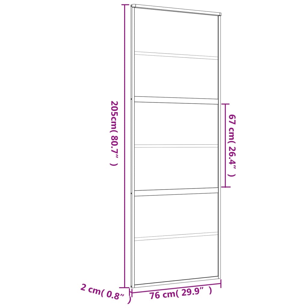 Drsna vrata zlata 76x205 cm mat ESG steklo in aluminij