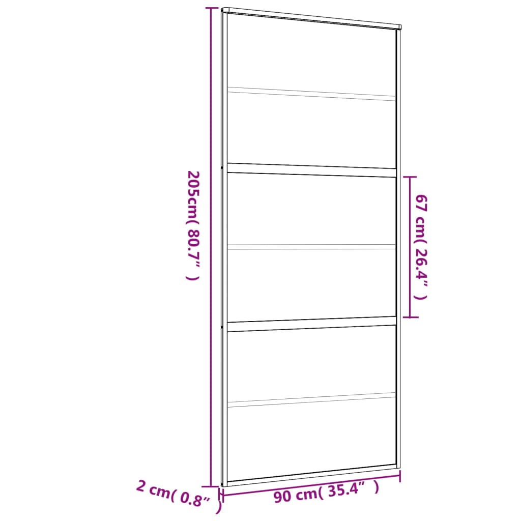 Drsna vrata zlata 90x205 cm mat ESG steklo in aluminij