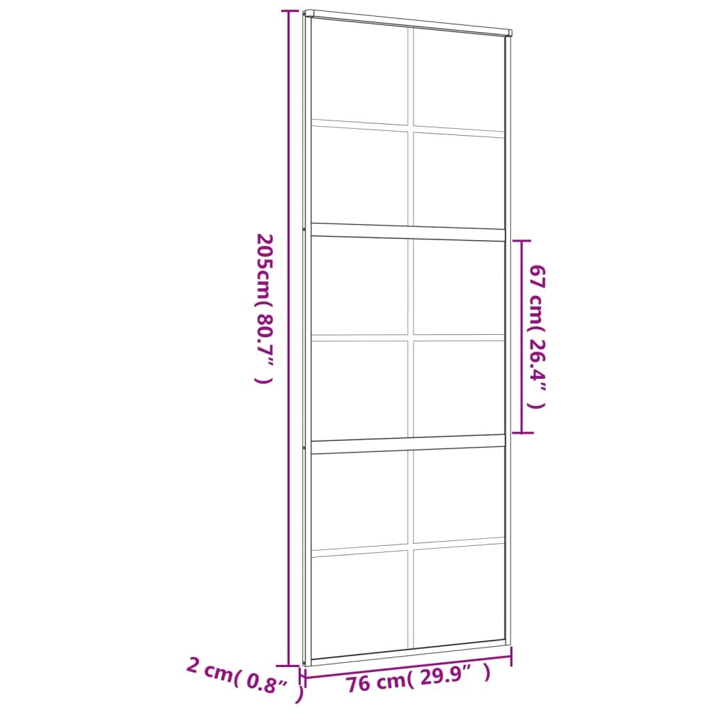 Drsna vrata zlata 76x205 cm prozorno ESG steklo in aluminij