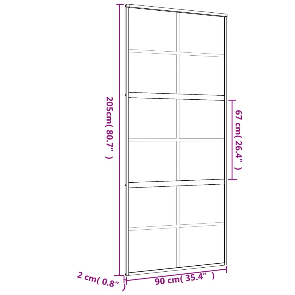 Drsna vrata zlata 90x205 cm prozorno ESG steklo in aluminij