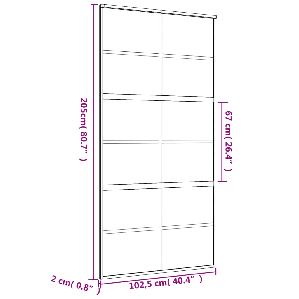 Drsna vrata zlata 102,5x205 cm prozorno ESG steklo in aluminij