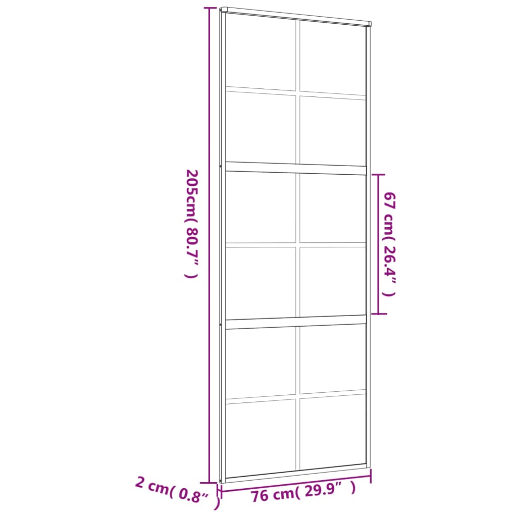 Drsna vrata zlata 76x205 cm mat ESG steklo in aluminij