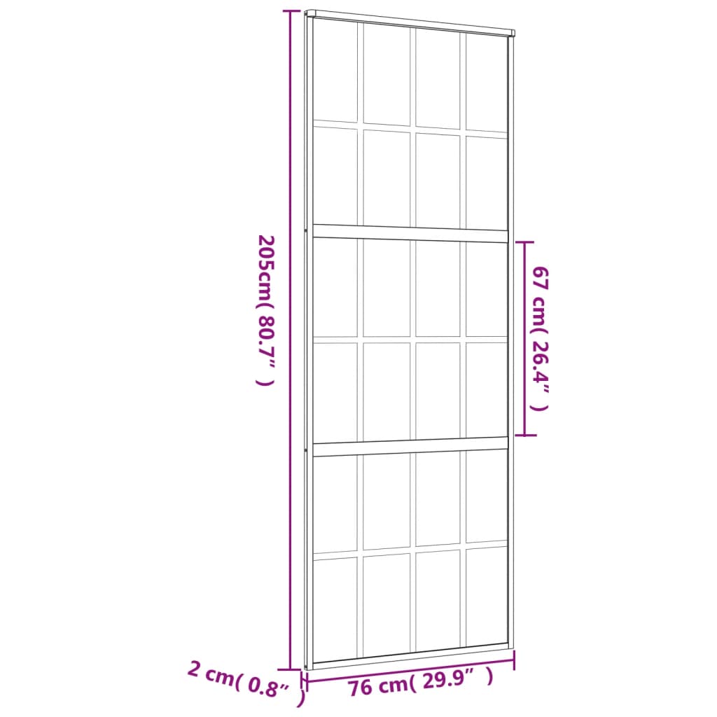 Drsna vrata zlata 76x205 cm prozorno ESG steklo in aluminij