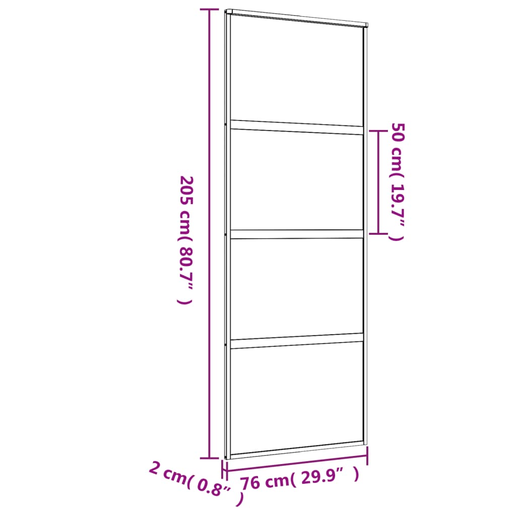 Drsna vrata zlata 76x205 cm prozorno ESG steklo in aluminij