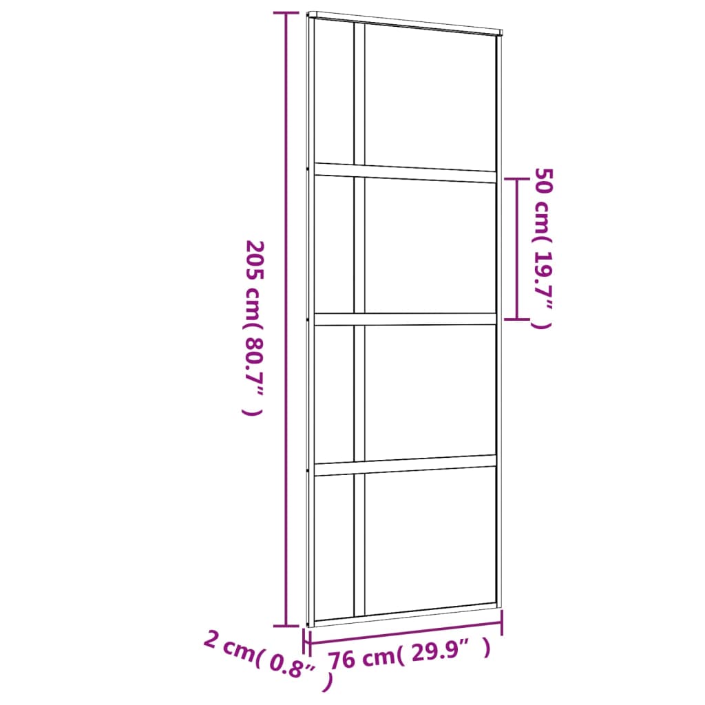 Drsna vrata zlata 76x205 cm prozorno ESG steklo in aluminij