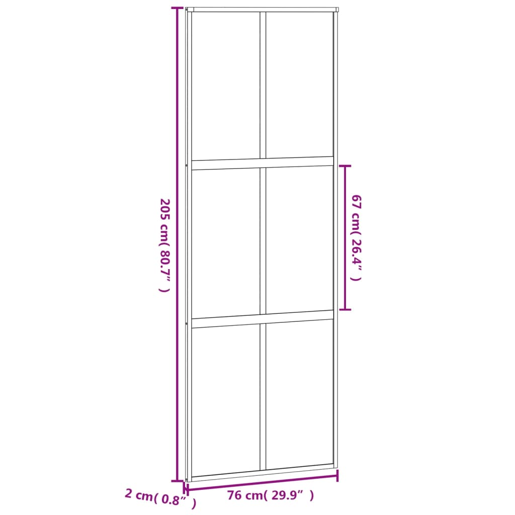 Drsna vrata črna 76x205 cm kaljeno steklo in aluminij