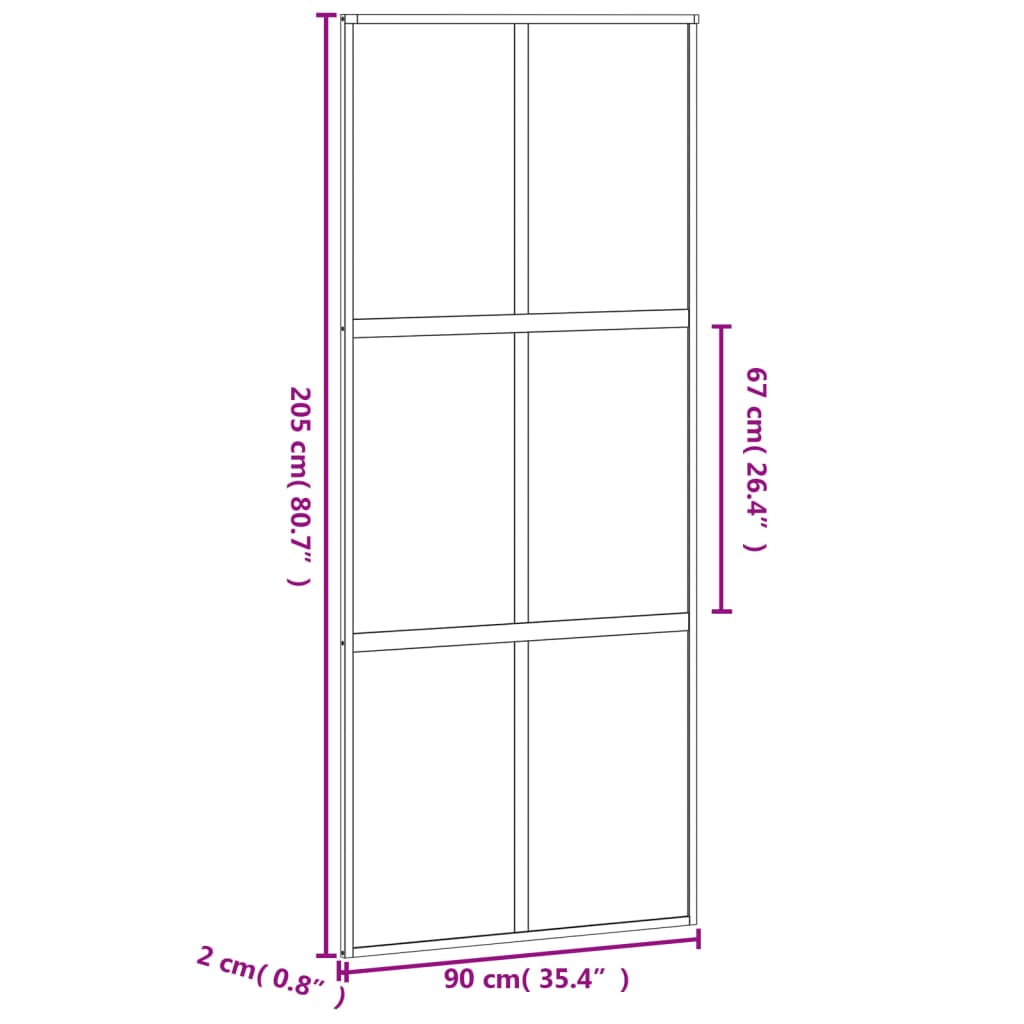 Drsna vrata črna 90x205 cm kaljeno steklo in aluminij