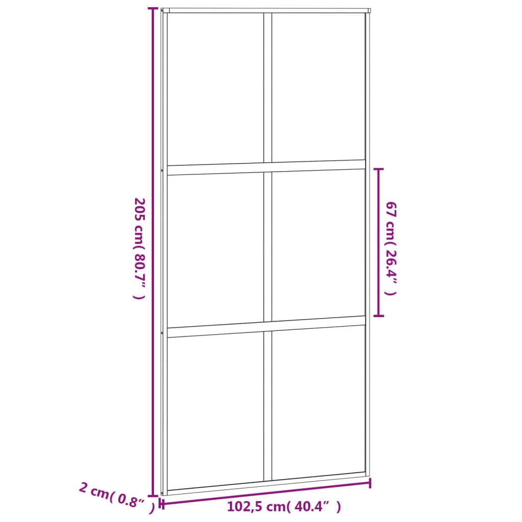 Drsna vrata črna 102,5x205 cm kaljeno steklo in aluminij