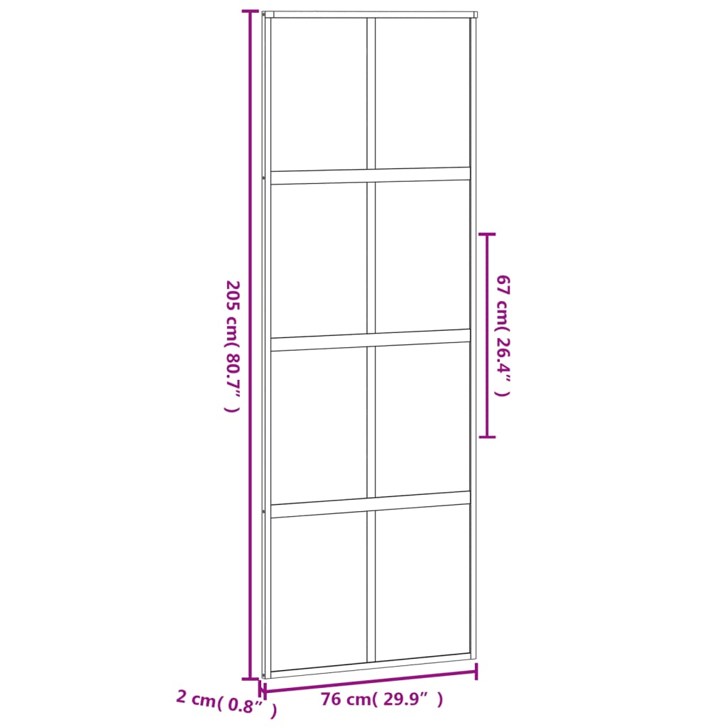 Drsna vrata črna 76x205 cm kaljeno steklo in aluminij