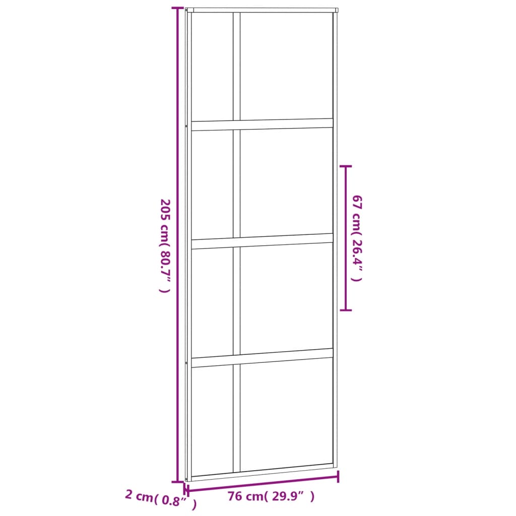 Drsna vrata črna 76x205 cm kaljeno steklo in aluminij