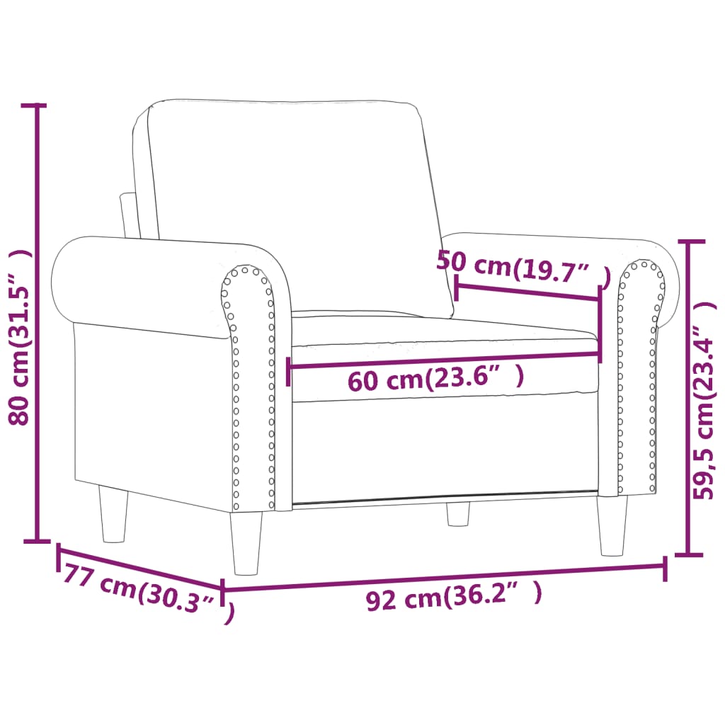 Fotelj krem 60 cm umetno usnje