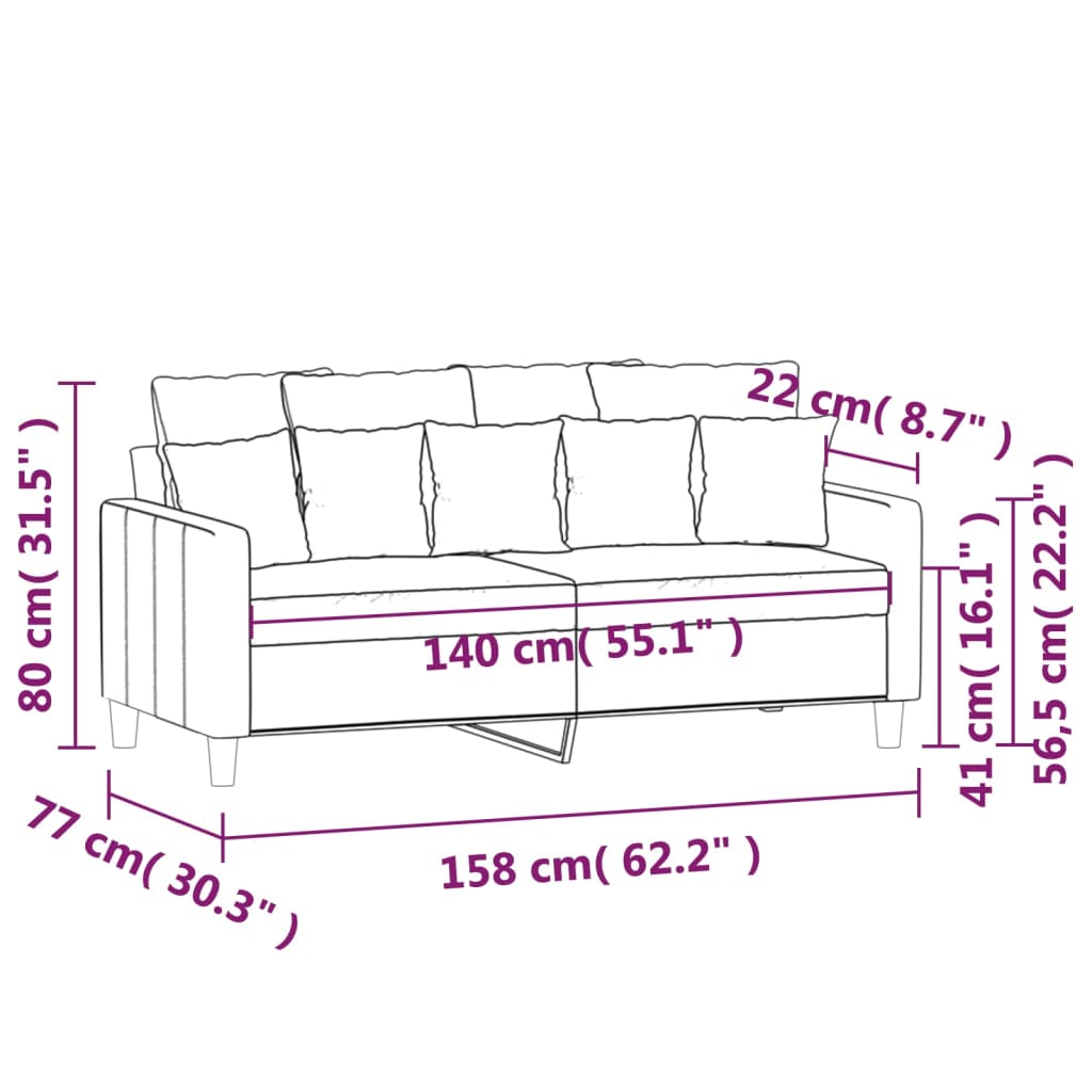 Kavč dvosed rumen 140 cm žamet