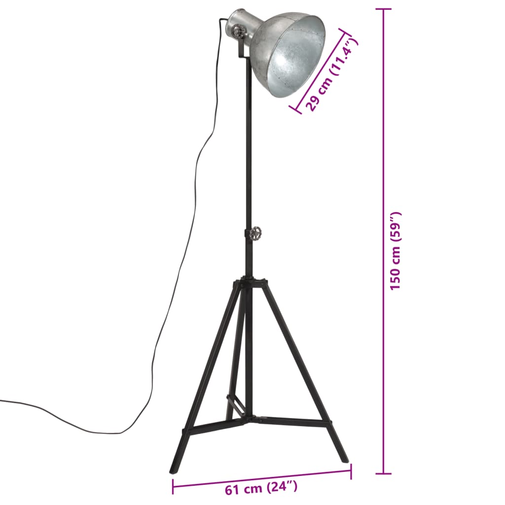 Stoječa svetilka 25 W starinsko srebrna 61x61x90/150 cm E27