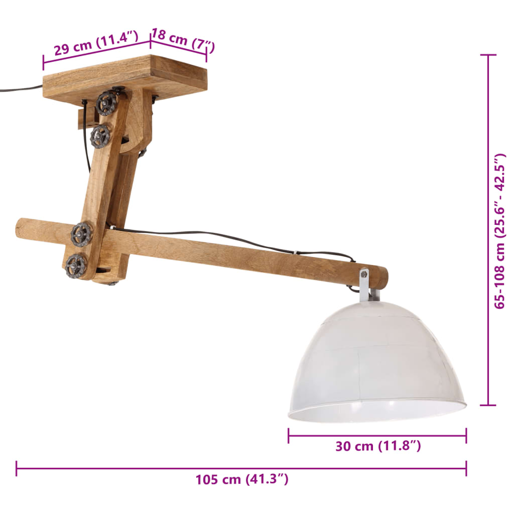 Stropna svetilka 25 W bela 105x30x65-108 cm E27