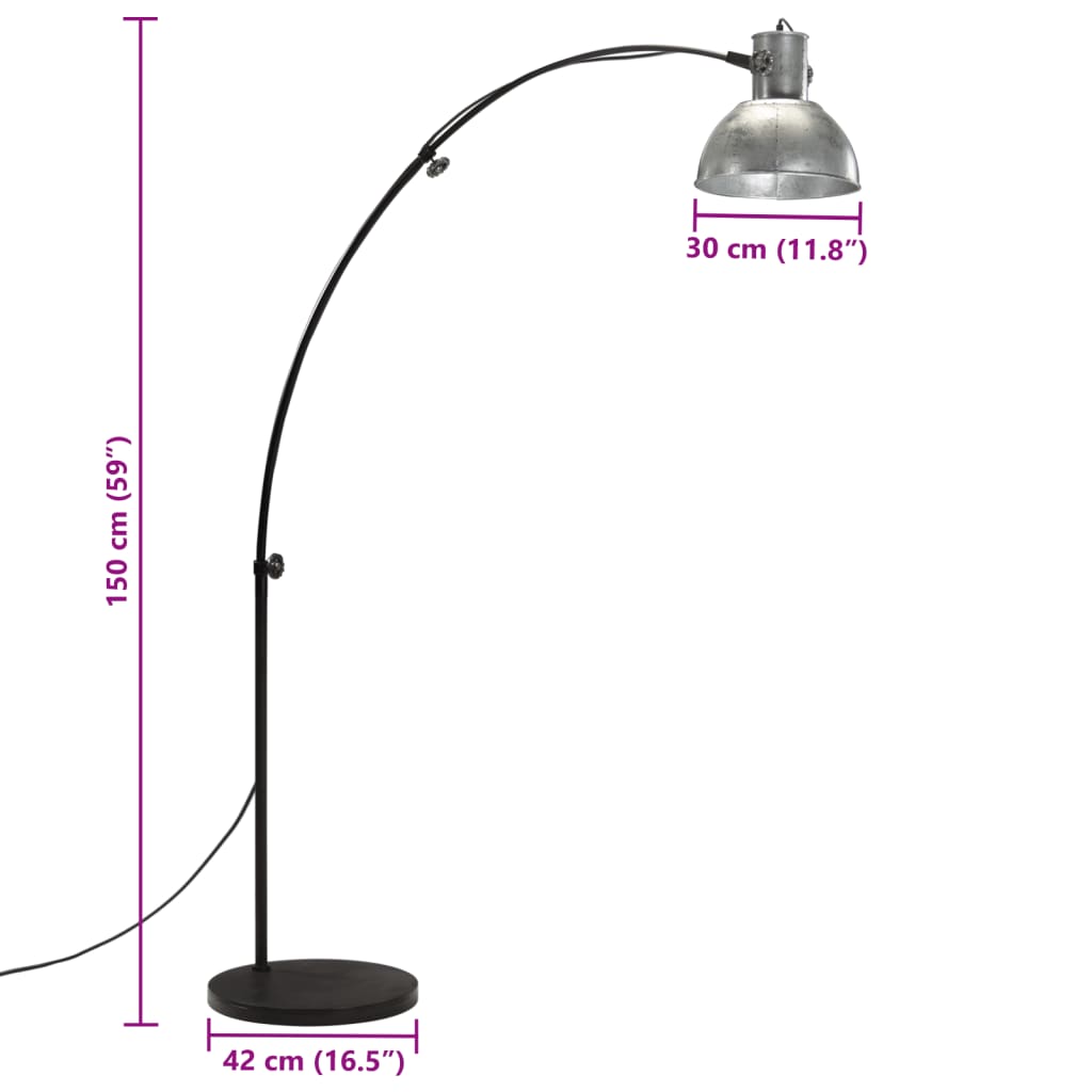 Stoječa svetilka 25 W vintage srebrna 150 cm E27