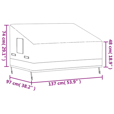 Prevleka za dvosedežno klop bež 137x97x48/74 cm 600D oxford