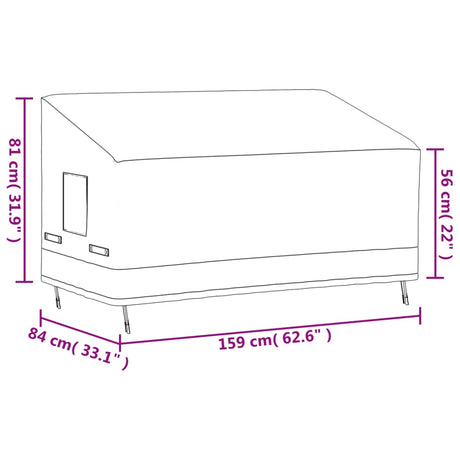 Prevleka za trisedežno klop bež 159x84x56/81 cm 600D oxford