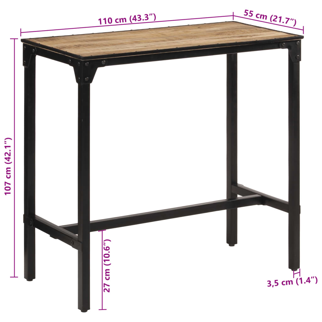 Barska miza 110x55x107 cm trden robusten mangov les