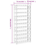 Stojalo za vino za 77 steklenic siva trdna borovina
