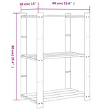 Stojalo s policami 3-nadstropno sivo 60x38x90 cm trdna borovina