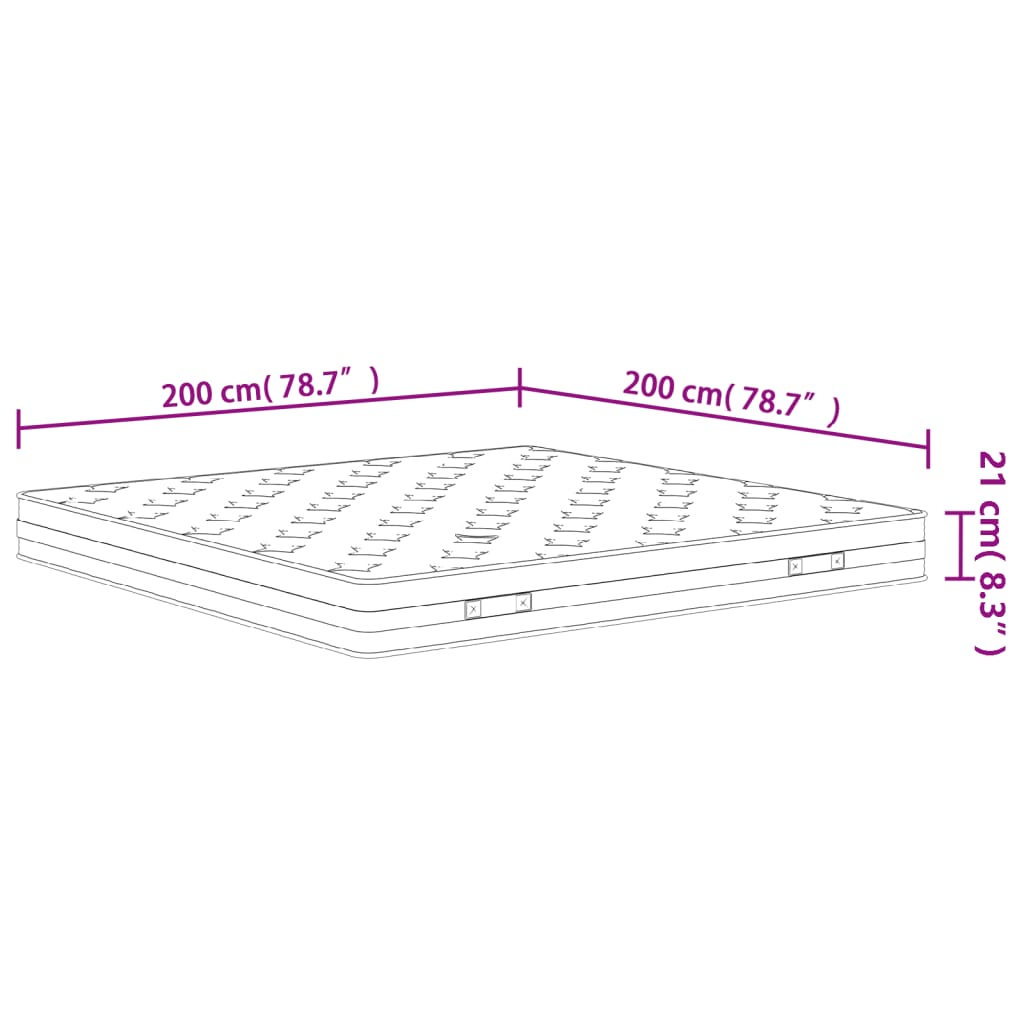 Vzmetnica z bonnell vzmetenjem srednje trda 200x200 cm dvojna