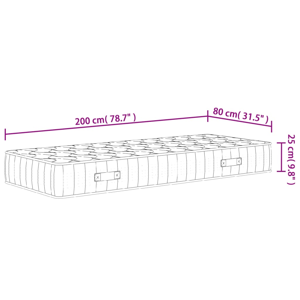 Vzmetnica z žepkastim vzmetenjem srednje trda 80x200 cm